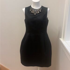 Zara Black Mini Dress with Embellished Neckline